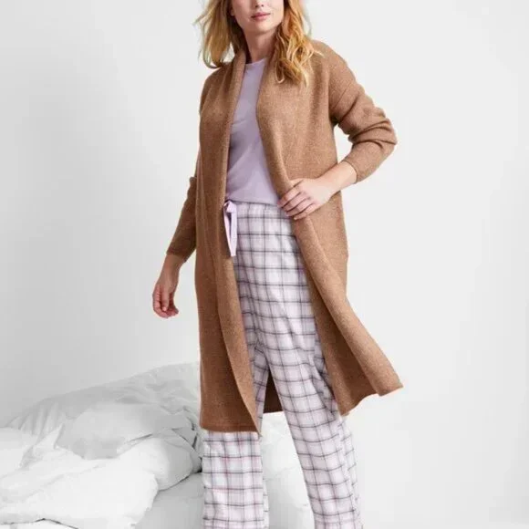 State of Day Womens Knit Long-Sleeve Duster MED BROWN - Picture 2 of 4